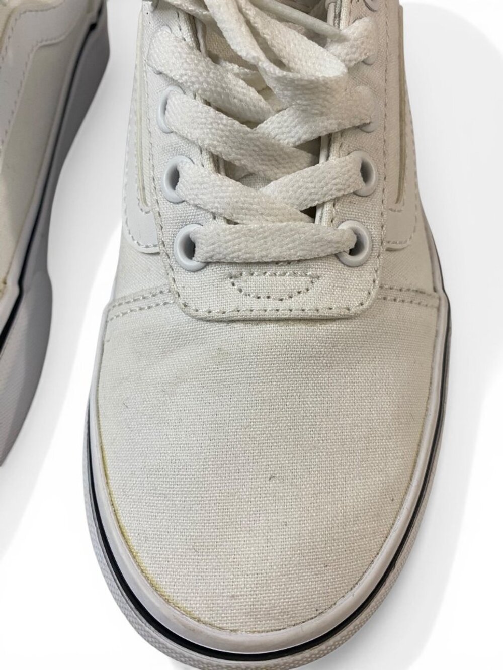 Vans Old Skool White Canvas Sneakers Womens 6 Off White Low Top Casual - Picture 5 of 14